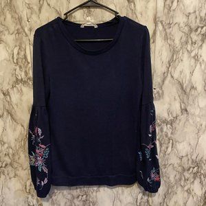time & tru sweater with bell sleeve embroidery